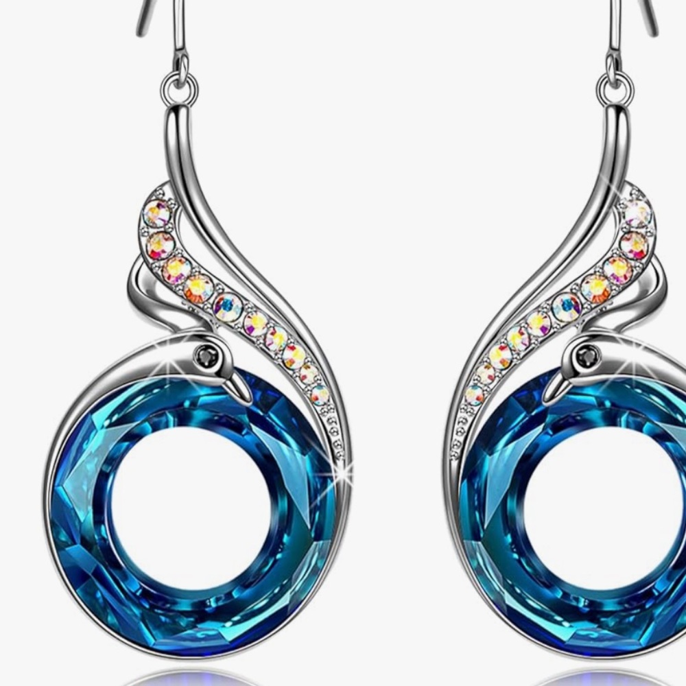 Kate Lynn Phoenix Silver drop Earrings in Bermuda Blue - Picture 8 of 8